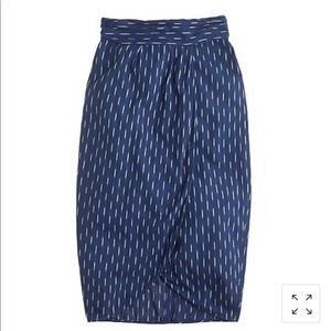 JCrew Tulip faux wrap in indigo ikat, size 6